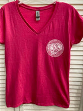 Load image into Gallery viewer, Sherry Women's Schematic Hibiscus V-Neck Tee
