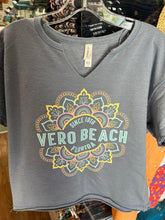 Load image into Gallery viewer, Sherry Ladies Vero Beach Mandala Raw Edged Crop Tee

