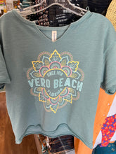 Load image into Gallery viewer, Sherry Ladies Vero Beach Mandala Raw Edged Crop Tee
