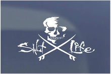 Load image into Gallery viewer, Salt Life Skull And Boards or Poles Medium White Decal SA867 and SAD934
